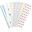 Blue and white stripes, light blue, milky white and blue flowers, white florals, light yellow, pure white, white love hearts