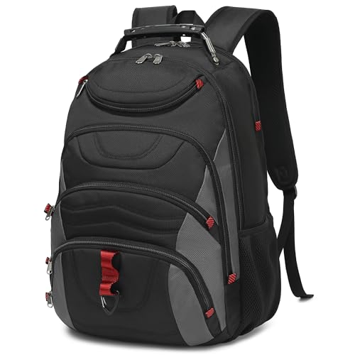 Boavan Laptop Backpack for men, 17.3 inch Laptop Bag with USB Port, Waterproof Travel Work Backpack Purse, Anti-Theft Teacher Nurse Doctor Casual Bookbags Office Business backpack，Black&Dark Grey