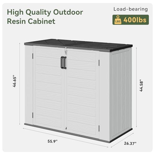 Image of AOXUN Horizontal Storage Sheds 41 Cu.ft, Outdoor Storage Box 160 Gallon, Waterproof Lockable Resin Shed, Patio Storage for Garden, Pool, Cushions, Tools, White