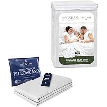 Beckham Hotel Collection Mattress Pad & Cotton Pillowcases, Queen, White