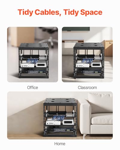 VEVOR 10U Server Rack, Open Frame Network Rack,4-Post Floor Standing or ...