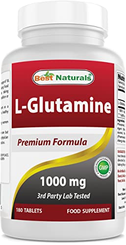 Best Naturals L-Glutamine 1000mg Fuel for Workout (Non-GMO) Tablets 180 Count