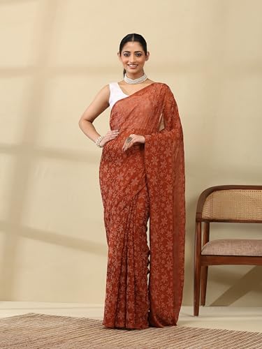Image of Garden Vareli Lock Chiffon Floral Saree
