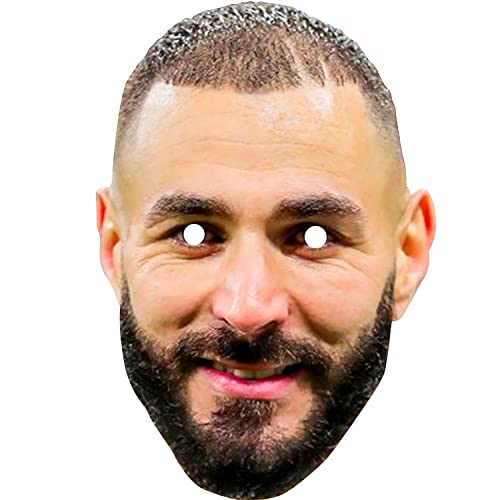 Máscara de cartón de Karim Benzema | Máscara ultrarrealista con Banda elástica | Accesorio para los hinchas de Francia | Allez Les Bleus | OriginalCup®