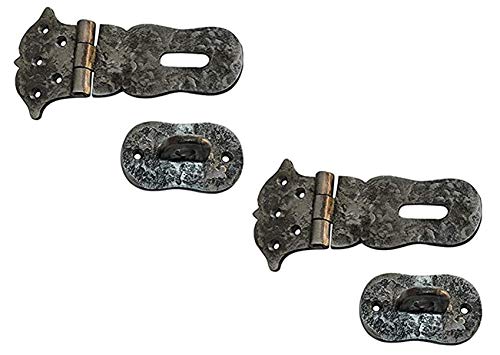 Image of Adonai Hardware inchParan inch Heavy Duty Cast Iron Locking Hasp and Staple (6 inch x 2 Pack, Matte Buff Lacquered) for Vintage Pirates Treasure Chest, Trunks, Wooden Jewelry Box, Cases, Furniture and Sheds