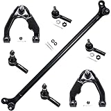 Detroit Axle - Front 7pc Control Arms Kit for 2000-2004 Nissan Xterra Frontier, 2 Upper Control Arms w/Ball Joints 4 Inner Outer Tie Rods 1 Center Link 2001 2002 2003 Replacement