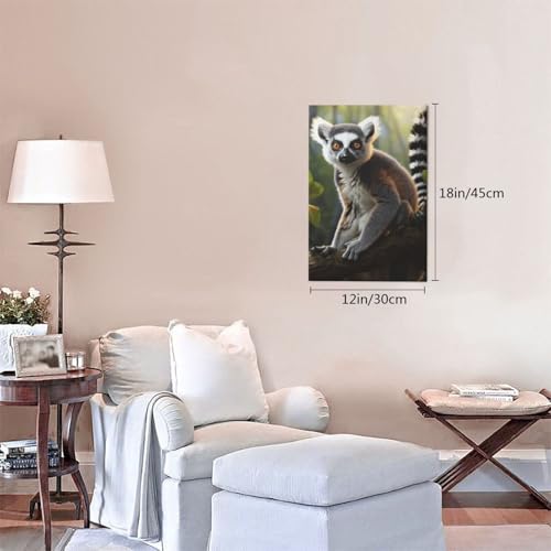 Impression toile lémurien à queue annelée 30x45 cm pour déco murale