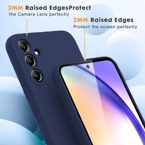 Image of DIZORO Microfiber Candy Case Compatible for Samsung A14 5G Smooth Touch Cushion Liquid Soft Silicone Gel Rubber Phone Cases Non-Slip Full Body Protective Shockproof Back Cover (Navy Blue)