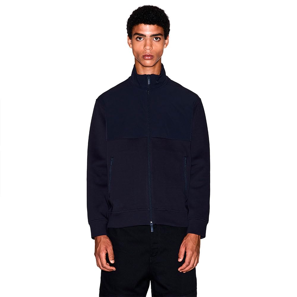 Armani Exchange Men's Blue Color Block Zip Jumper