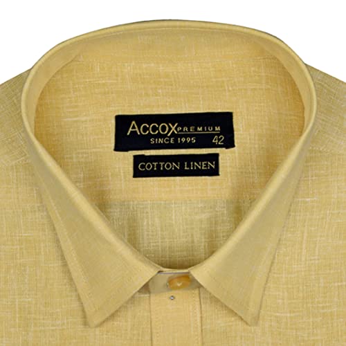 Image of ACCOX Men's Half Sleeves Solid Plain Regular Fit Cotton Linen Formal Shirts(GCR140)
