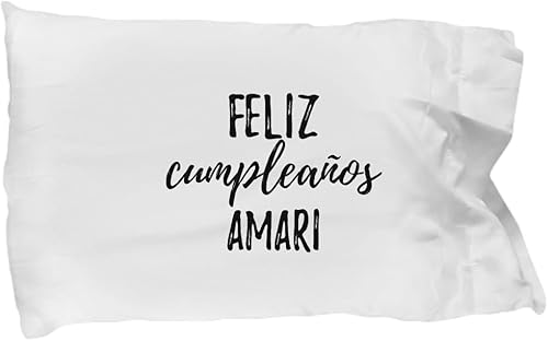 Feliz Cumpleanos Amari Pillowcase Spanish Happy Birthday Personalized Name Gift Pillow Cover Case 20x30