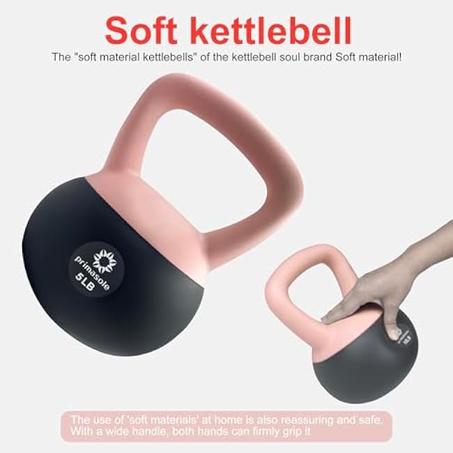 Soft Kettlebell - Anti-Slip Grip, Neoprene Material, Light Gray or Light Blue, Home Workout Kettlebell Weights for Strength Training