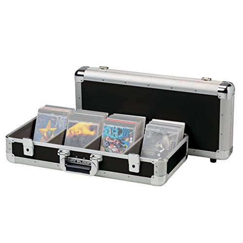 Reloop 100 CD Case - Boîtier professionnel pour CD, construction robuste, quadruple division, 2 boutons pression verrouillables, noir