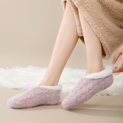 Image of Fluffy Fuzzy Slipper Socks with Grips for Women & Men for House | Unisex, Non-Slip, Thick Fleece Lined, Warm, Cozy, Sleeping, Winter, Cold Weather, Indoor Floor