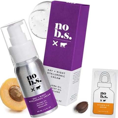 No B.S. (No Bad Stuff) Day & Night Hydrating Cream for Face, Hyaluronic Acid, Jojoba Oil, Apricot Oil & Squalane, Face Cream for All Skin Types, Skincare for Women & Men, Travel Size, Vegan, 2 FL Oz Cover