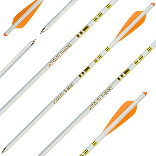 Zhan Yi Crossbow Bolts 6 Pack Archery Mix Carbon Arrows with Filed Tips Half Moon Nocks for Hunting Target Shooting (16 inch)