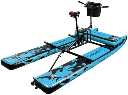 Spatium Inflatable Water Bikes for Lake 3.0 Adult Inflatable Pontoon Water Bicycle 3-bladed Propeller One-Piece Rear Gear SUP Water Bike with Mat,Blue