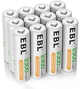 EBL 12 Pack AA Piles Rechargeables NIMH, Piles AA Rechargeables Haute Performance Durables Large ...