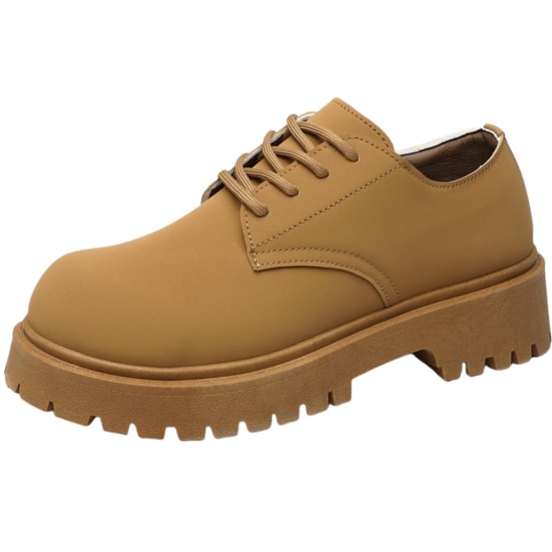 Big-Head Men's All-Season lace-up Casual Sports Shoes - Thick Cushioned PVC Soles, Low-top Round Toe Design Suitable for Business, Casual and Outdoor (Black and Brown), wear-Resistant and Anti-Slip