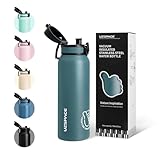 UZSPACE Kinder Trinkflasche Edelstahl 700ml, doppelwandige Isolierflasche mit Klappdeckel, Ein-Klick-Verschluss, Auslaufsicher, Metall Wasserflasche Mädchen Jungen für Uni Schule Sport wandern Auto