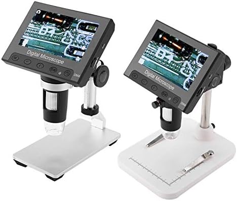 Microscope DM4 2MP 500/1000X Digital Electronic Microscope 4.3" Display Magnifier Comes with a Support Platform and LED Light (Color : Plastic) (Aluminum Alloy)