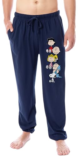 Peanuts Mens' Charlie Brown Snoopy Sleep Jogger Pajama Pants for Adults