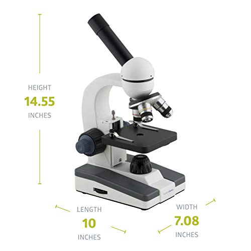 Pearington Kids Beginner Metal Compound Monocular Optical Glass Microscope; Science Stem Student Classroom Supplies; Led Light, 40X - 1000X Magnification #TOP1
