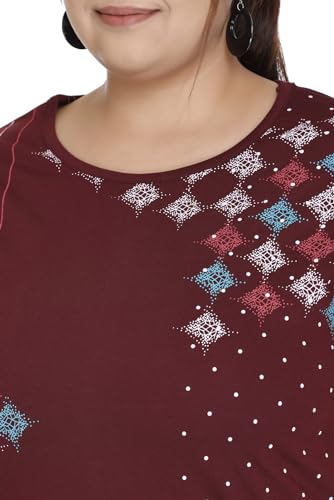 Image of Women Printed Cotton Tshirt with Side Slits & Pocket