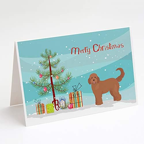 Caroline's Treasures CK3839GCA7P Tan Goldendoodle Christmas Tree Greeting Cards and Envelopes Pack of 8 Blank Cards with Envelopes Whimsical A7 Size 5x7 Blank Note Cards image 4