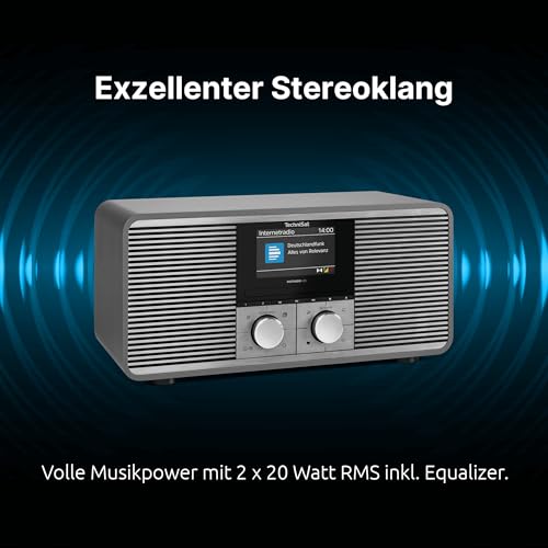 TechniSat DIGITRADIO 425 - Premium Radio mit 40 Watt Stereo Lautsprecher (DAB+, WLAN Internetradio, CD, Bluetooth, großes 4,3 Zoll Farbdisplay, Musik-Streaming, Front aus eloxiertem Aluminium) – Bild 7