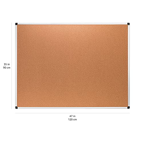 Image of Amazon Basics Rectangular Bulletin Board, Cork Board for Wall, Vision Board for Classroom and Office, Aluminum Frame, 35 inch x 47 inch, Brown