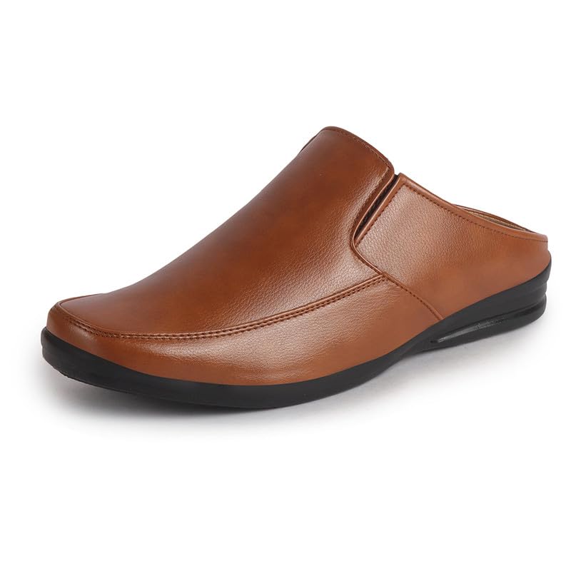 Image of FAUSTO Men Formal Back Open Memory Cushioned Insole Slip On Shoes | Office, Meetings, Event Slip Ons with Comfort All Day Long | Semi Formal Outfit Shoe, Anti Skid Rubber Sole