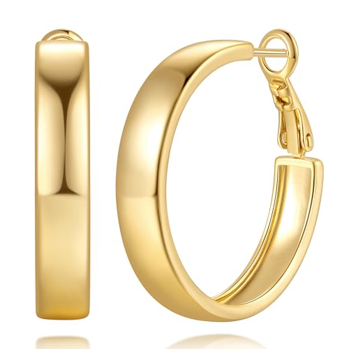 14K Gold Hoop Earrings for Women Gold Earrings for Women Hoop Earring for Womens Hoops Beauty of Simplicity with Clean Timeless Round Design Womens Hoops Earring 25/30mm