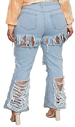 ایگرد | قیمت و خرید SeNight Plus Size Bell Bottom Jeans for Women Ripped  Flared Bell Bottom Jean Classic Pants XL-5XL