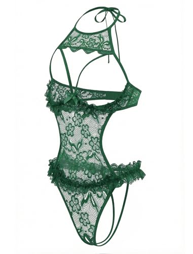 Avidlove Womens Sexy Lingerie Teddy Bodysuit One Piece Lingerie Sleepwear Green L — view 2