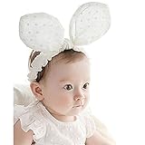 RQJ Baby Girls Rabbit Headband Bunny Ear Headwear Minnie Mouse Headwrap(white)