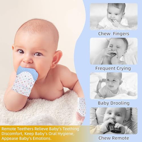2 Pack Baby Mittens Teething Relief, Baby Teething Toys 3-6 Months, Soothing Infant Mitten Pain Relief, Prevent Scratches Glove, Safe Silicone Baby Teether Toys for 0-12 Months Blue Pink - Image 6