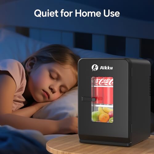 Aikku Mini Kühlschrank 2 in 1 Mini Kühlschrank mit Kühlen und Wärmenfunktion 15L Kleine Kühlschrank 12V DC/220V AC für Hause, Autos, Büros Schwarz