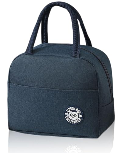 FUGLUS Bolsa Termica Porta Alimentos, 5.5 L Bolsa Comida Trabajo Portátil Fiambreras Comida Trabajo Bolsa Almuerzo para Escuela Oficina Picnic(Azul marino)