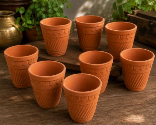 Image of Handmade Terracotta Clay Kulhad Cups 100ml Set of 12 Eco Friendly Reusable Mitti Cups for Tea Coffee Water Traditional Indian Drinkware Kitchen Use