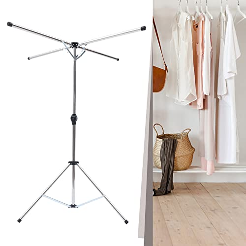 37.4-78.74in Height Adjustable White Clothes Drying Rack, 360 ° Rotatable Collapsible Stainless Laundry Dryer Hanger Garment Laundry Rack with Foldable Wings for Indoor/Outdoor, Load Bearing: 80kg
