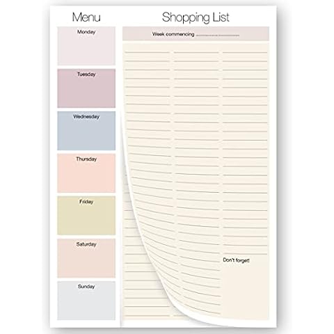 Shopping List Pad with detachable Weekly Meal Planner. 50 sheets 247 x 172mm per pad. Made in the UK by Absolutely Yours Cover