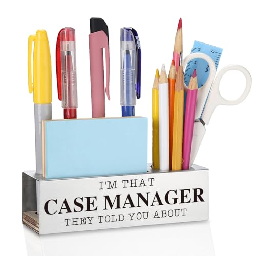 MOEOTOS Appreciation Case Manager Gifts for Women Men Social Work Nurse Behavioral Therapist Thank You Gift for Case Manager Birthday Retirement Farewell Christmas Office Decor Pen Holders MBT66