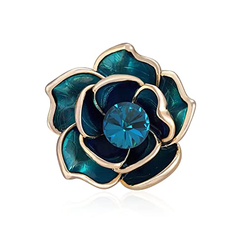 Image of Women Camellia Flower Pearl Enamel Brooch Pins for Ladies Jewelry Fashion
