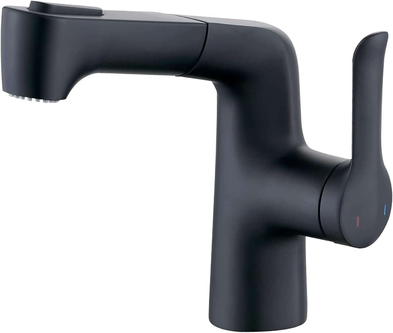 Mitigeur lavabo extractible gris avec jet double mode chaud et froid en cuivre