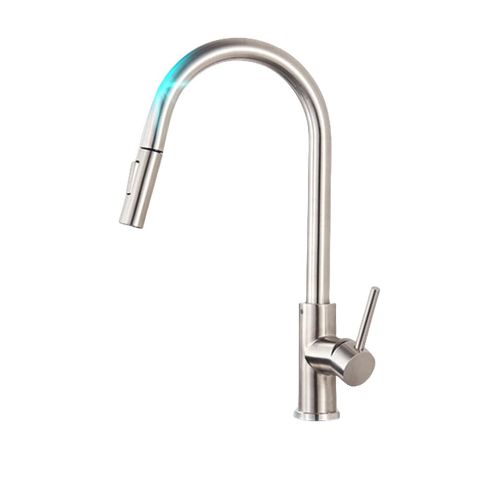 Robinet à capteur tactile cuisine or brossé mitigeur évier douchette amovible rotatif
