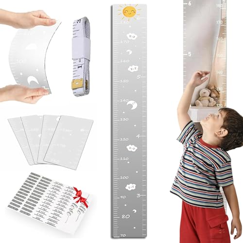 Image of Growth Chart Mirror for Wall, Growth Chart Mirror, Growth Chart Mirror for Kids, Foldable Puzzle Mirror Growth Chart, Height Measuring Mirror for Bedroom Wall Decor (Style A)