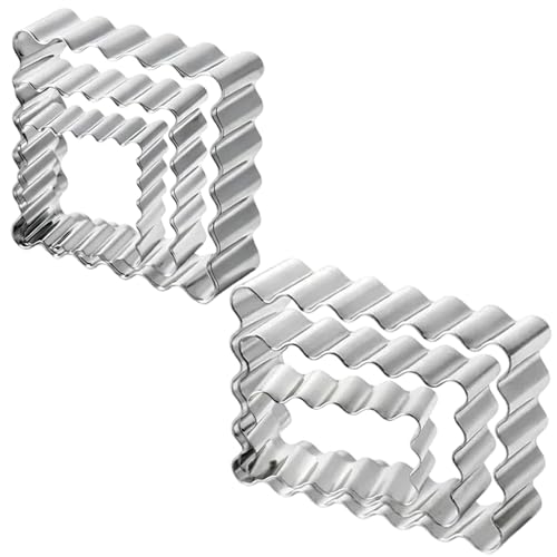 6 Pièces Mini Emporte Pieces Patisserie, 6 Tailles D'emporte-Piece à Biscuits Ondulés, Emporte Piece Rectangulaire en Acier Inoxydable, Emportepiece...