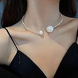 Jeairts Cystal Pearl Choker Necklace Silver Rhinestone Adjustable Necklaces Fashion Necklace Jewelry