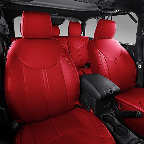 Xipoo Fit 2013-2017 Jeep Wrangler Jk Seat Covers Front And Back Pu Leather Car Seat Covers 4 Door For Wrangler Jk Accessories (Red, Wrangler Jk 4-Door) #TOP4